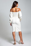 White Off The Shoulder Graduation Dress