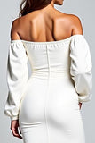 White Off The Shoulder Graduation Dress