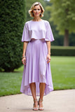 Lilac A Line pleated Mother Of The Bride Dress With Cloak