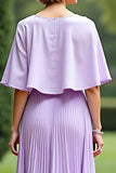 Lilac A Line pleated Mother Of The Bride Dress With Cloak