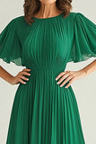 Elegant Dark Green A Line Ruched Mother Of Bride Dress