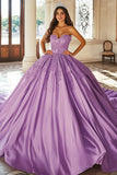 Purple Strapless Sweetheart Ball Gown Quinceanera Dress