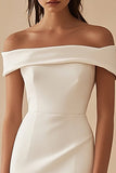 Satin White Off the Shoulder Sheath Short Graduation Dress