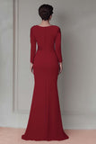 Black Sheath Satin Long Mother Of The Bride Dress with Sleeves