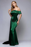 Satin Black Off The Shoulder Mermaid Formal Dress