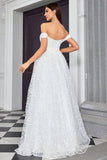 Off The Shoulder A Line Ivory Sweetheart Long Wedding Dress