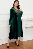 Black Round Neck Long Sleeves A-Line Mother of the Bride Dress