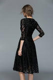 Peacock A-Line Round Neck Half Sleeves Midi Mother of the Bride Dress