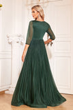 Pine A Line V Neck Long Mother Of The Bride Dresse with Sequin