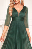 Pine A Line V Neck Long Mother Of The Bride Dresse with Sequin