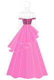 Fuchsia A Line Off the Shoulder Tulle Formal Dress