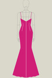 Lace Fuchsia Sheath Spaghetti Straps Formal Dress with Slit