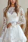 Lace Appliques White A Line Short Graduation Dress