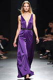 Dark Purple Satin Spaghetti Straps A-Line Long Wedding Guest Dress