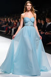 Elegant A Line Sweetheart Ruched Grey Blue Gala Dress