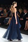 Navy Open Back Sweetheart A-Line Tulle Long Wedding Guest Dress