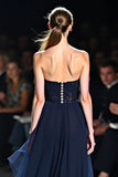 Navy Open Back Sweetheart A-Line Tulle Long Wedding Guest Dress