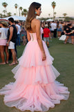 Blush Ruffled A Line Sweetheart Long Gala Dress