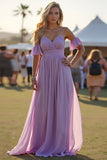 Lilac A Line Spaghetti Straps Chiffon Formal Dress