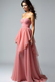 Dusty Rose Sweetheart Ruffled Prom Dress