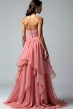 Dusty Rose Sweetheart Ruffled Prom Dress