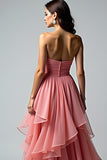 Dusty Rose Sweetheart Ruffled Prom Dress