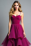 Dark Purple Organza A Line Spaghetti Straps Formal Dress