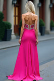 Fuchsia A Line Sweetheart Sequined Formal Dress