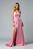 Pink Sheath Sweetheart Formal Dress With Slit