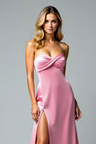 Pink Sheath Sweetheart Formal Dress With Slit