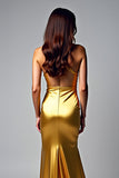 Halter Golden Sheath Beaded Formal Dress with Slit