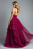 Burgundy Spaghetti Straps A Line Long Formal Dress