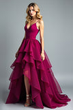 Burgundy Spaghetti Straps A Line Long Formal Dress