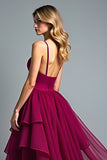 Burgundy Spaghetti Straps A Line Long Formal Dress