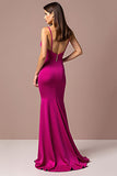 Fuchsia Mermaid Spaghetti Straps Long Prom Dress