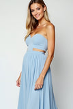 Blue Cut Out A-Line Sweetheart Long Wedding Guest Dress with Slit