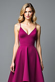 Dark Purple Irregular A Line Spaghetti Straps Formal Dress