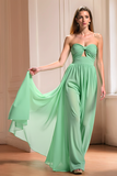 Mint A Line Sweetheart Chiffon Bridesmaid Dress