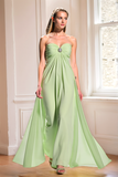 Dusty Sage Chiffon A Line Sweetheart Wedding Guest Dress with Back Zipper