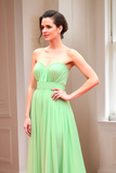 Mint A Line Chiffon Sweetheart Bridesmaid Dress with Court Train