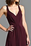 Cabernet A Line Spaghetti Straps Long Bridesmaid Dress