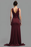 Simple Cabernet Mermaid Spaghetti Straps Long Bridesmaid Dress