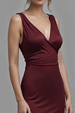 Simple Cabernet Mermaid Spaghetti Straps Long Bridesmaid Dress