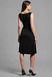 V-Neck A-Line Knee Length Little Black Dress with Sleeveless