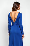 Royal Blue Sheath Scoop Long Sleeves Mother of the Bride Dress with Flowers