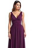 Purple Sheath V-Neck Pleated Chiffon Long Mother of the Bride Dress