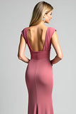 Desert Rose Sheath V-Neck Pleating Long Mother of the Bride Dress