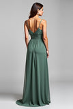 Eucalyptus Spaghetti Straps A Line Chiffon Bridesmaid Dress