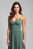 Eucalyptus Spaghetti Straps A Line Chiffon Bridesmaid Dress