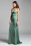 Sheath Eucalyptus Spaghetti Straps Bridesmaid Dress